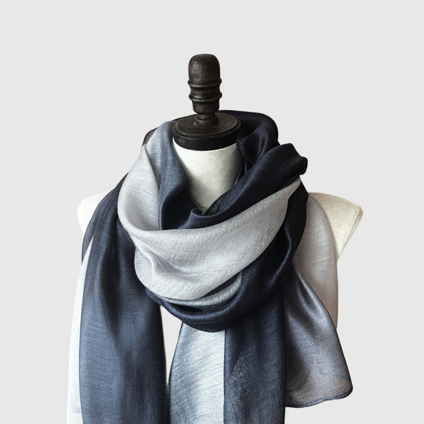 grey silver silk scarf