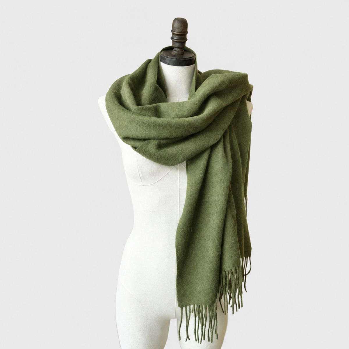 CLEARANCE Oversized lambswool scarf in Olive Green