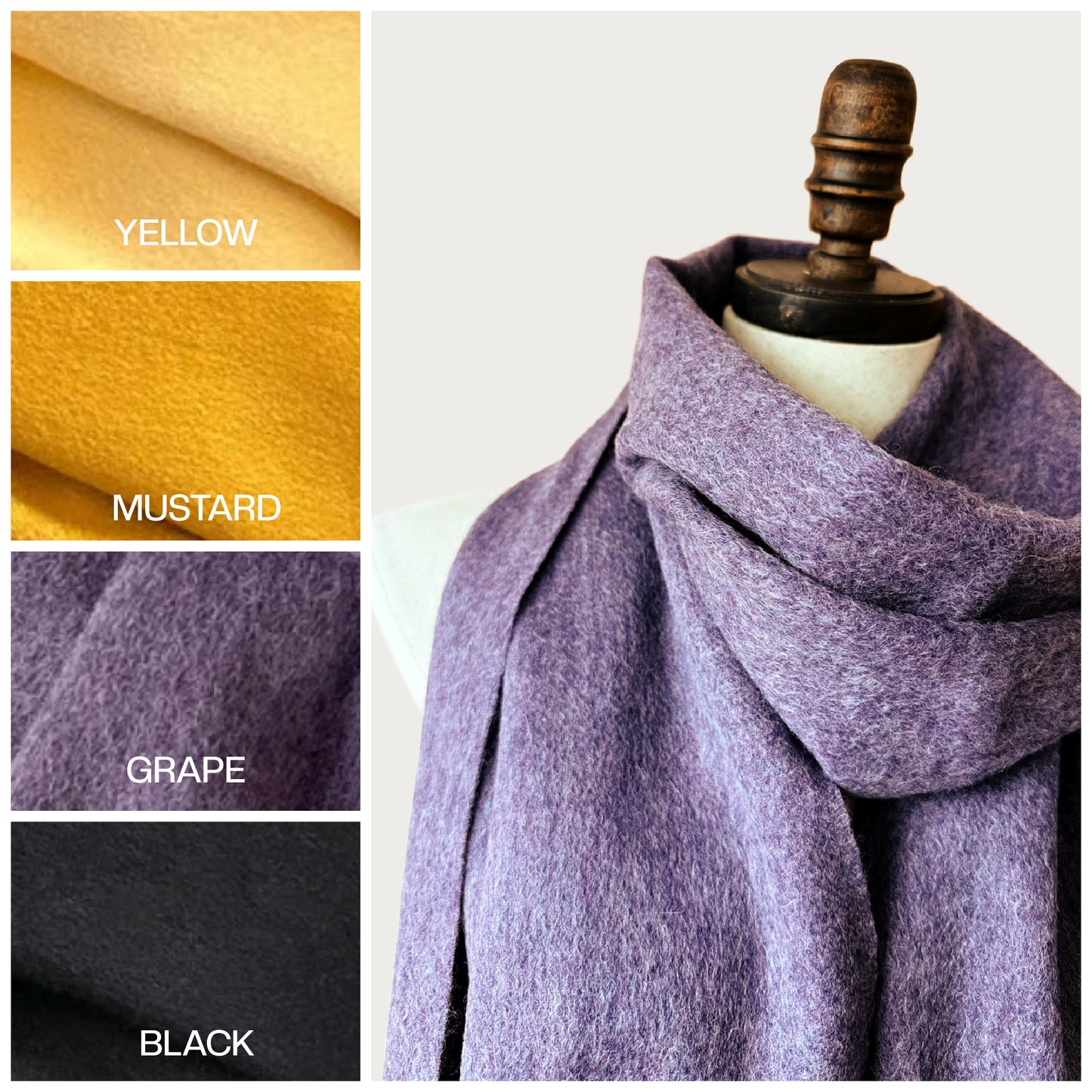 Pure Merino Wool Scarf | Long scarf with tassels | 4 Colors