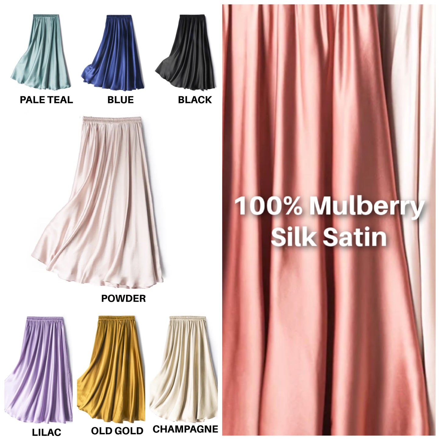 Flare silk skirt | Below knee skirt in 100% Mulberry Silk