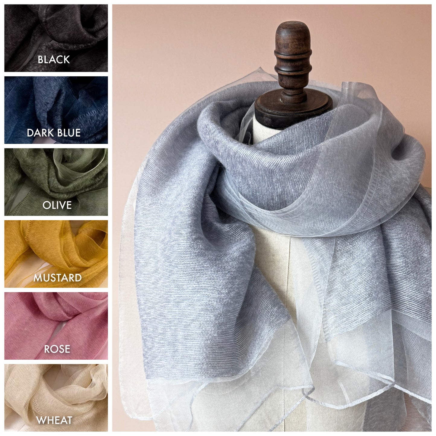 Silk Wool Scarf Wrap | 7 Colors