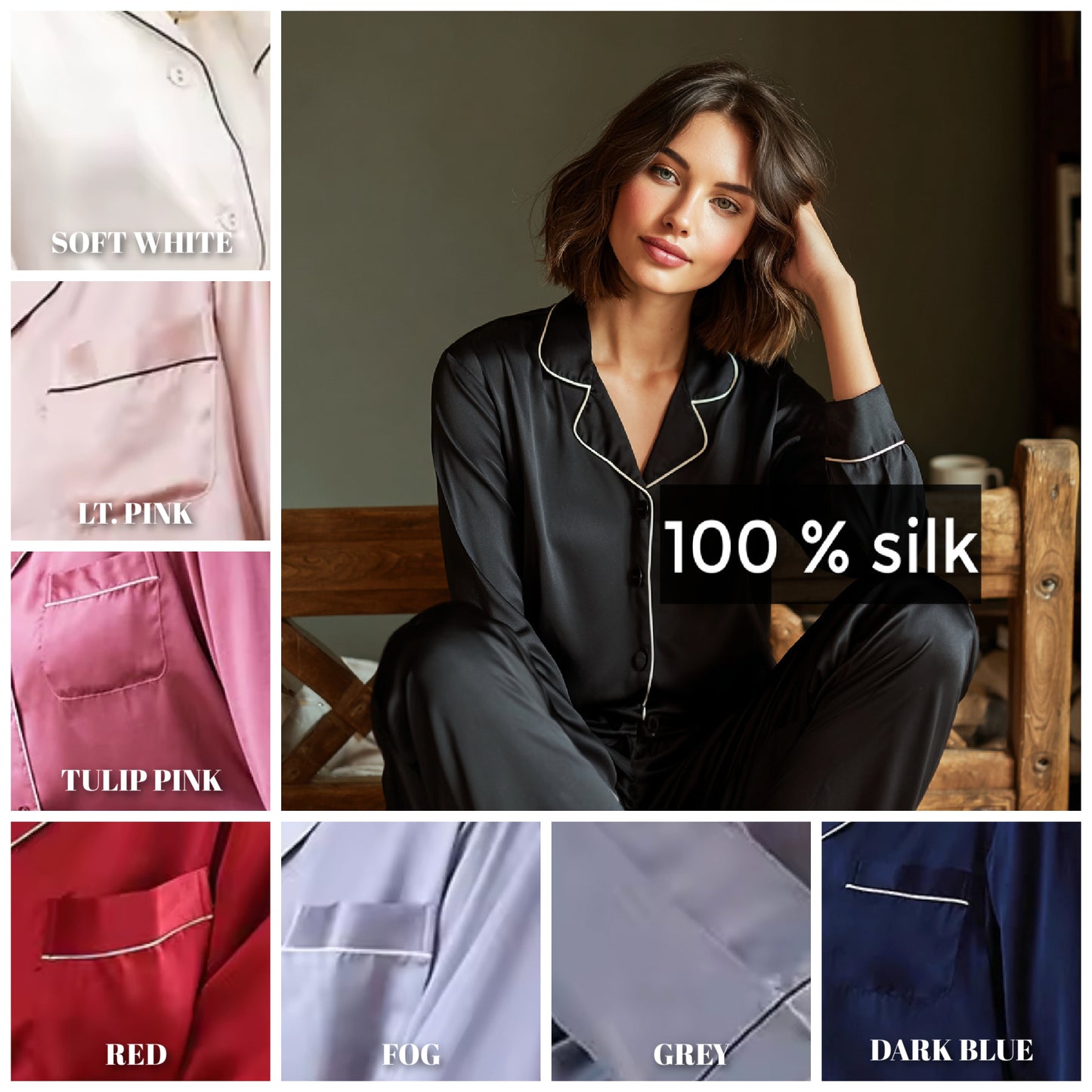 Classic Silk Pajamas Set | 8 Colors | Women’s silk sleepwear