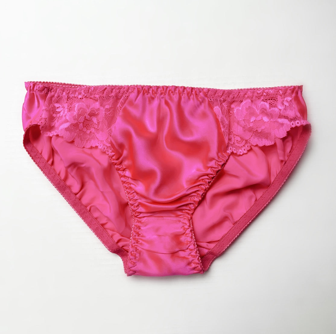 Hot pink Light Blue women's silk underwear, Made in Canada silk lingerie