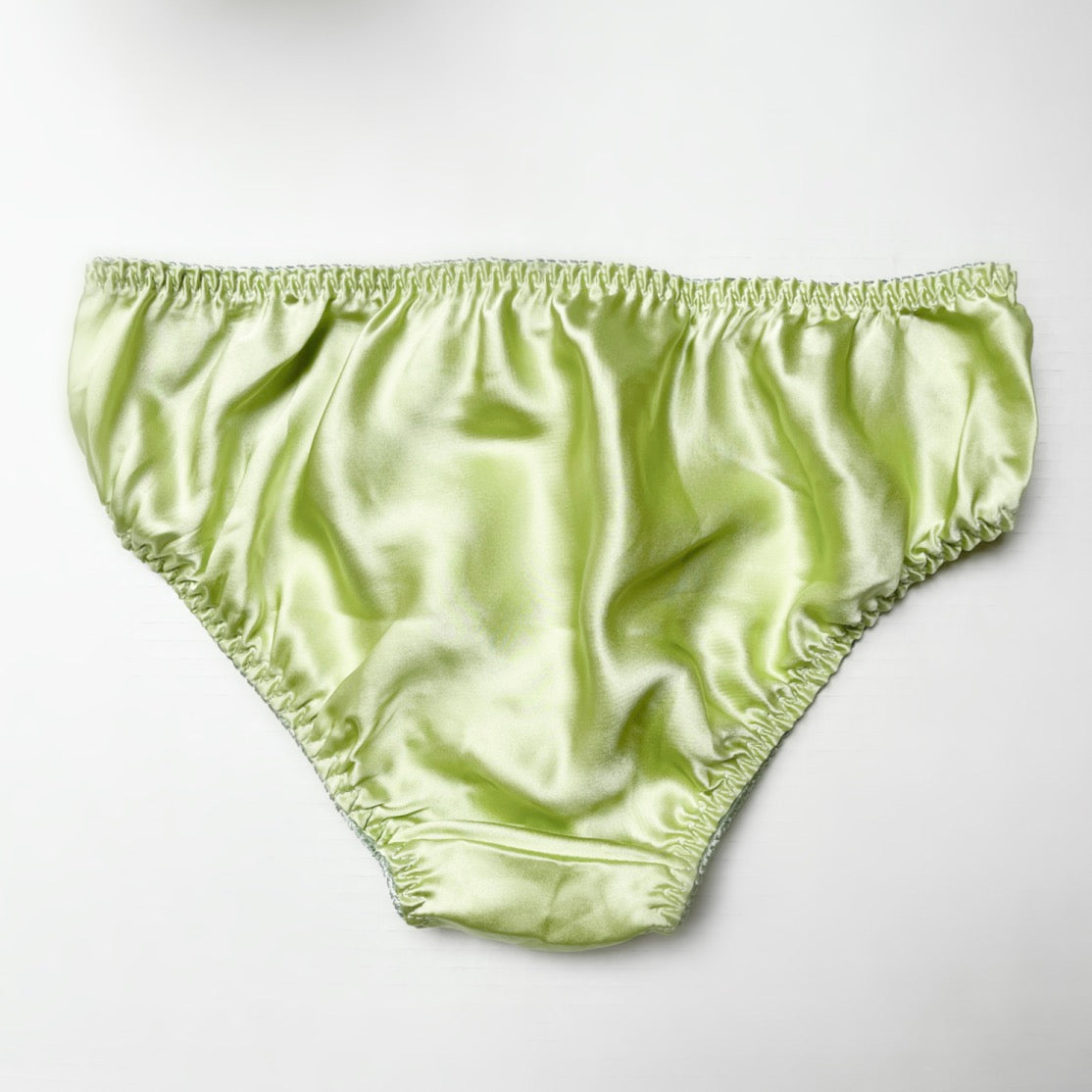Green women's silk underwear, Made in Canada silk lingerie