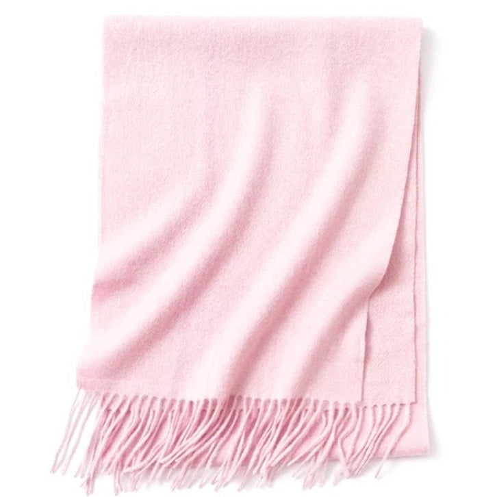 pale pink lambs wool scarf | long wool winter scarf