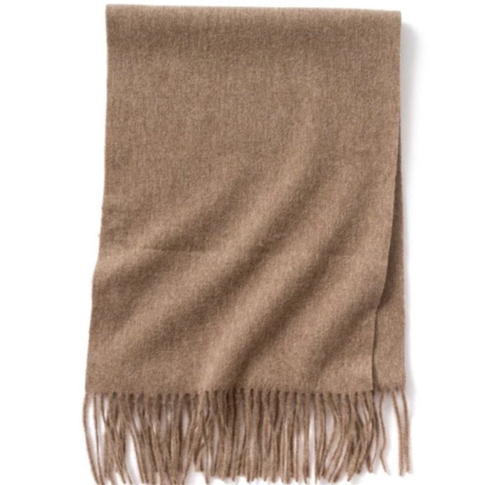 taupe lambs wool scarf | long wool winter scarf