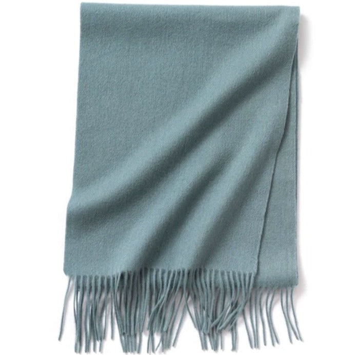 teal lambs wool scarf | long wool winter scarf