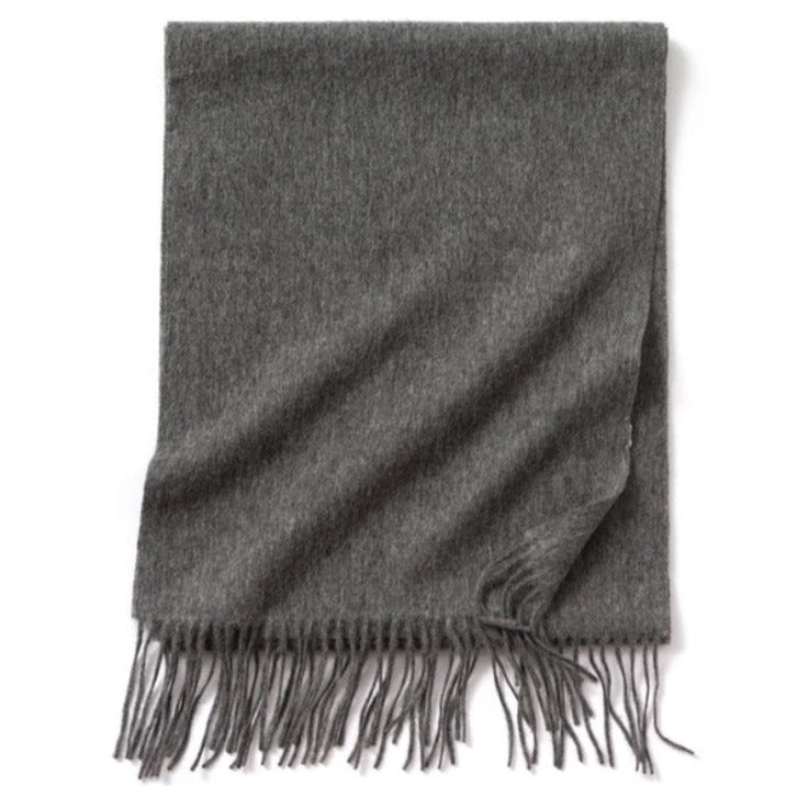 charcoal lambs wool scarf | long wool winter scarf