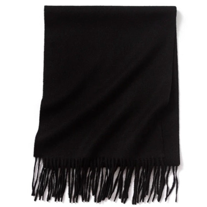 black lambs wool scarf | long wool winter scarf