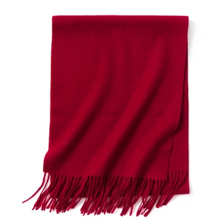 red lambs wool scarf | long wool winter scarf