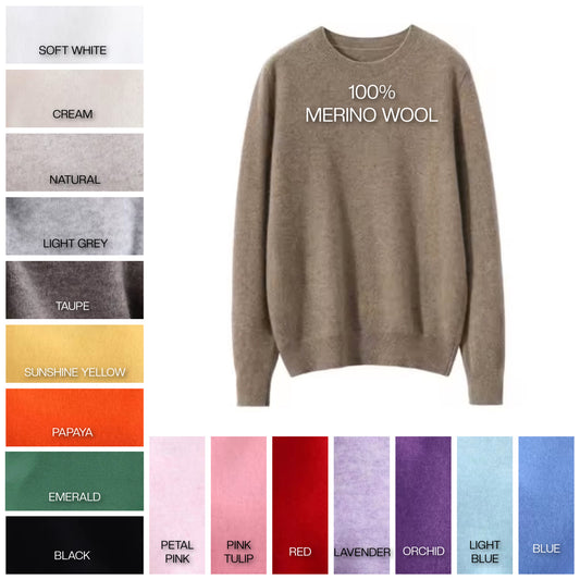 Crewneck Merino wool knit top | 16 Colors | Women’s knitwear