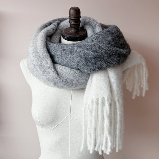 Long Alpaca Wool scarf | One-of-a-kind oversized winter scarf