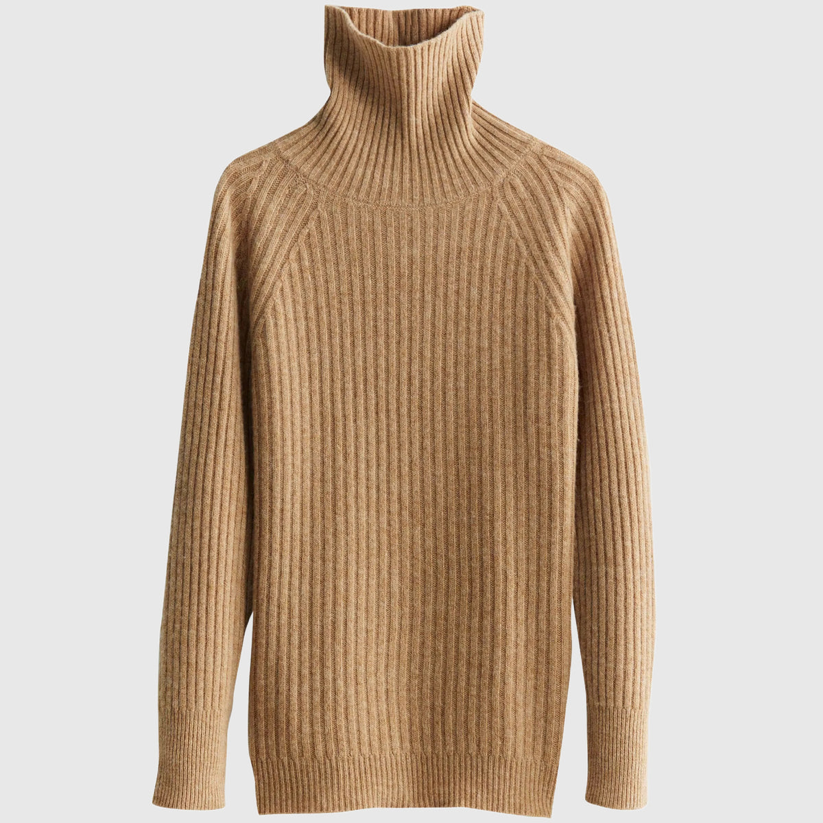 100% Pure Merino Wool Rib-Knit Turtleneck Sweater