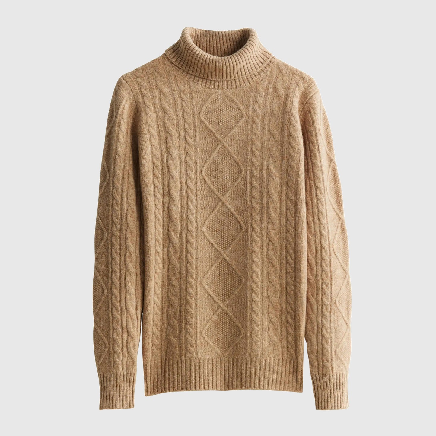 beige merino wool cable knit sweater