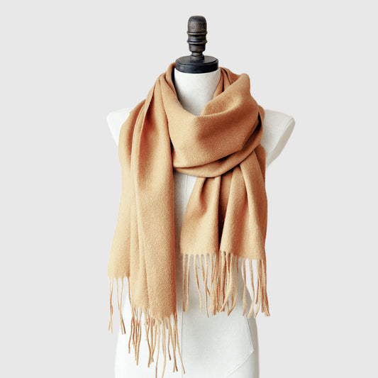 Warm Merino Wool Scarf | Long scarf with tassels | 4 Colors