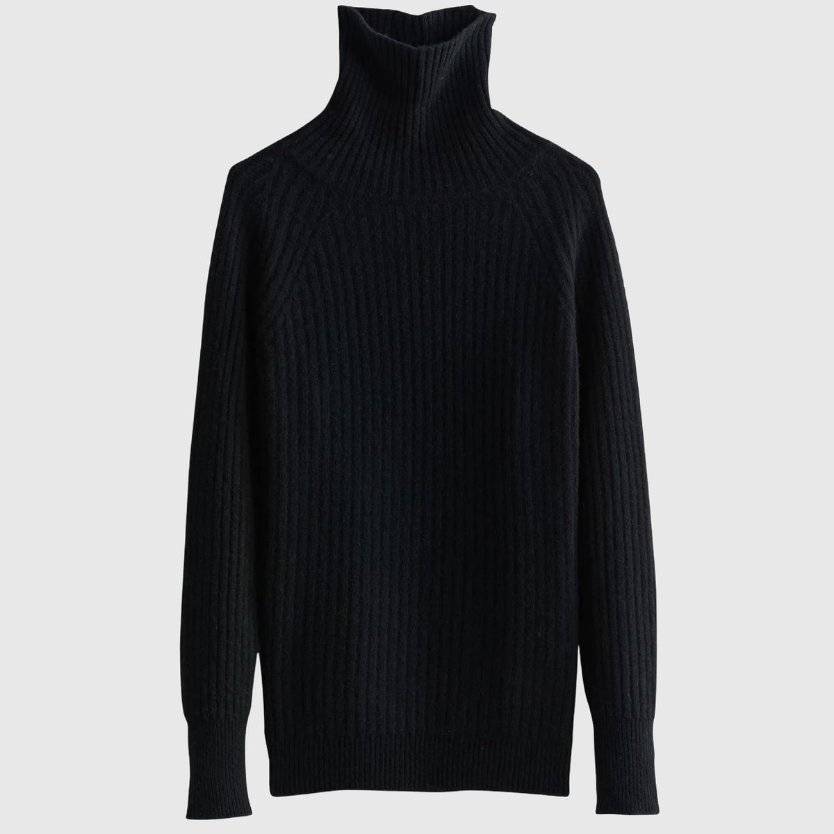 100% Pure Merino Wool Rib-Knit Turtleneck Sweater