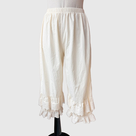 Victorian Style Cotton Bloomers | Ruffled Long Underpants | CLEARANCE