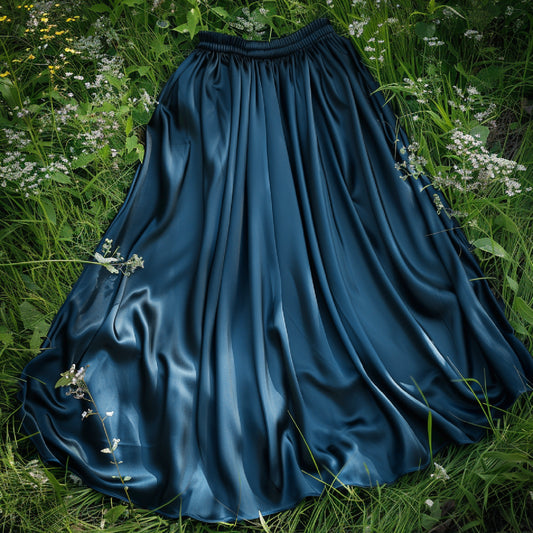 Long silk skirt | Flare pure natural silk skirt