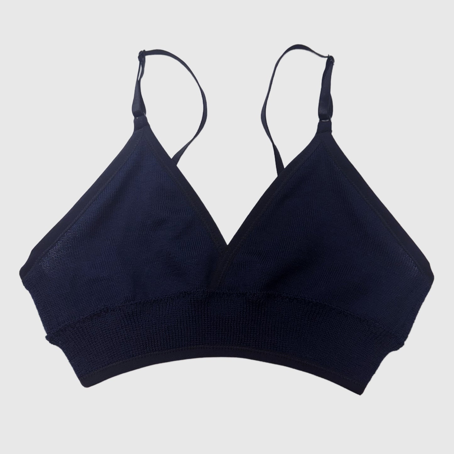 Navy Blue Merino Wool Long Bra Medium Cup C/D | Handmade in Canada merino wool underwear and lingerie