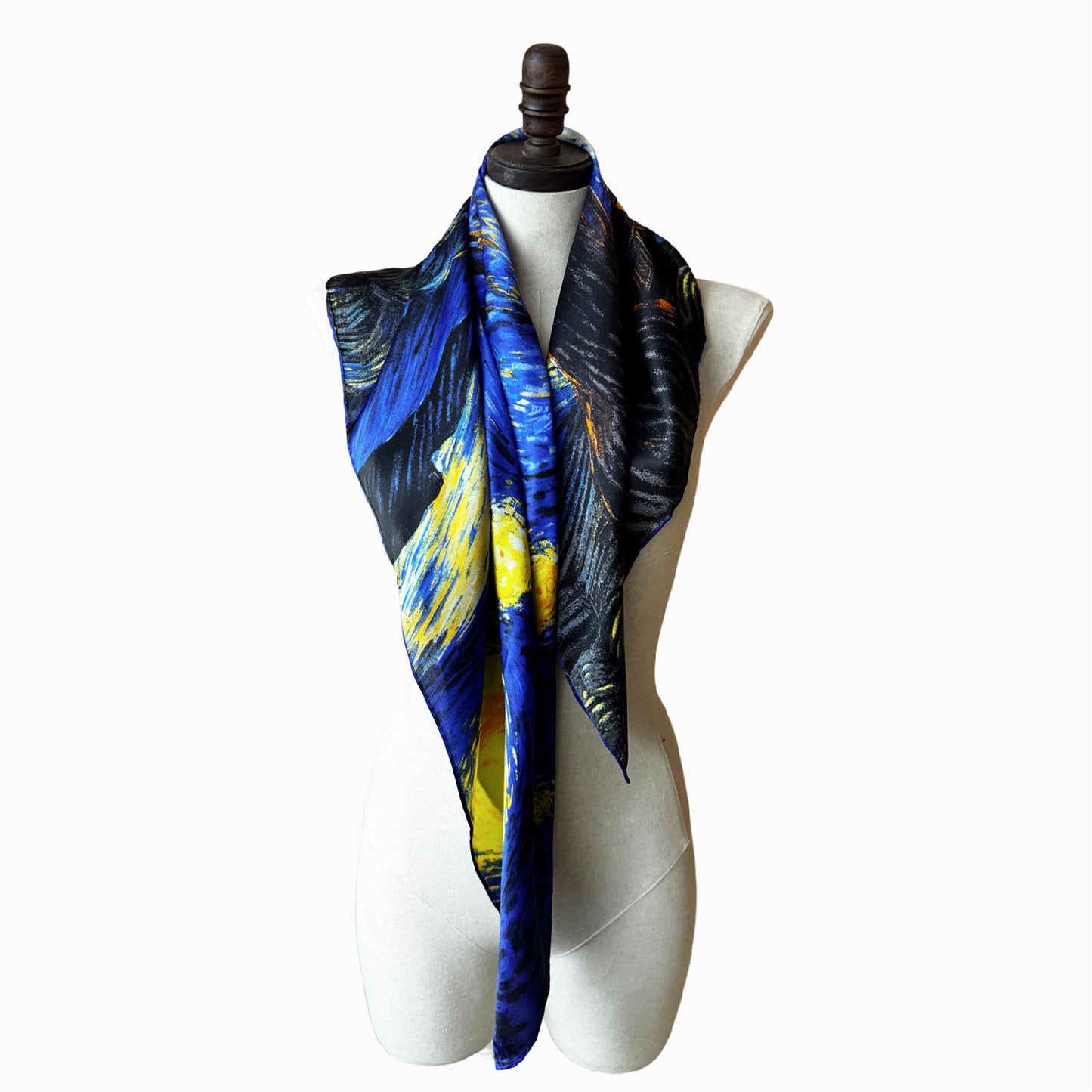 dark blue van gogh silk shawl scarf
