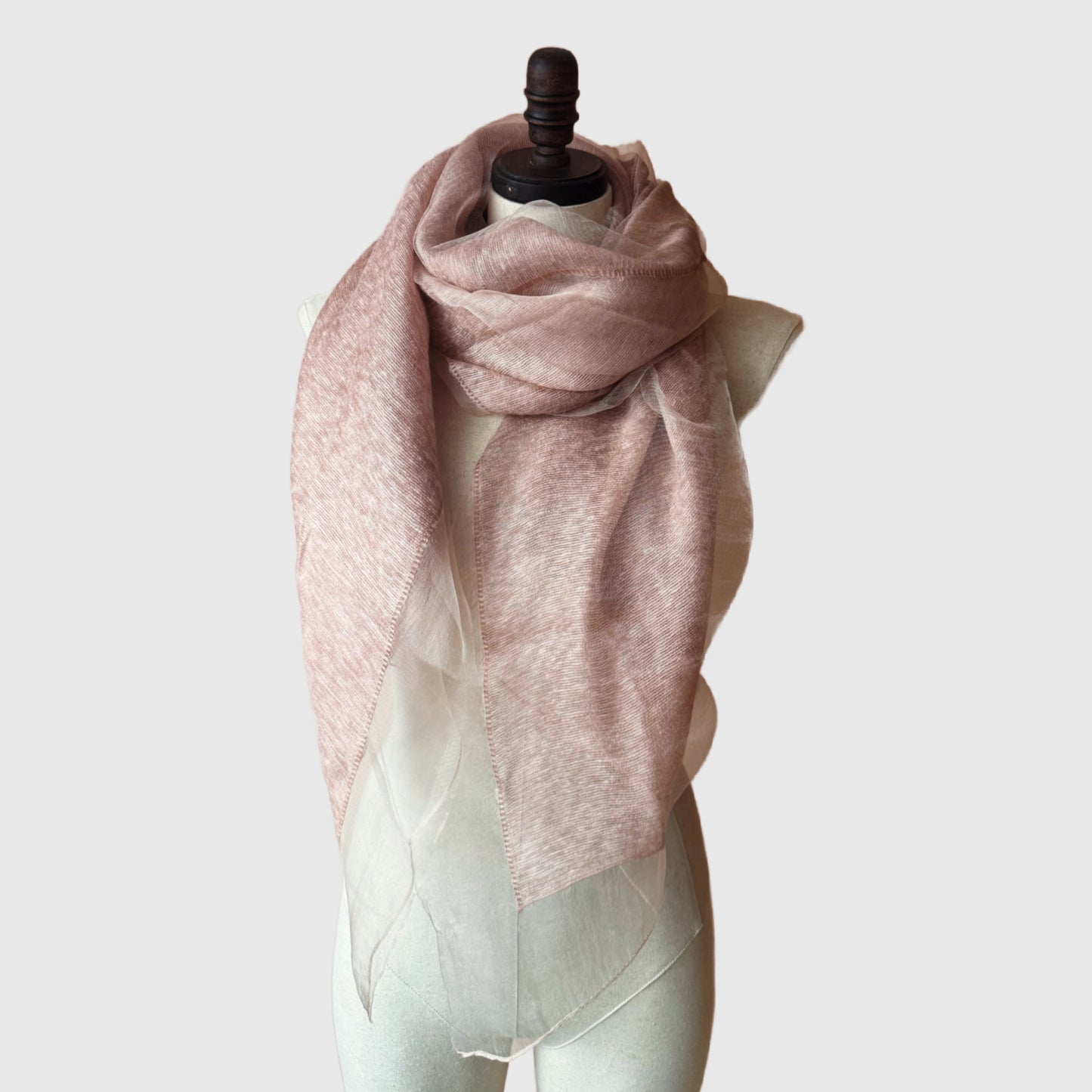 Silk Wool Summer Scarf in Blush