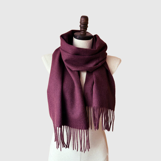 Long Merino Wool Scarf | Warm scarf with tassels | 4 Colors