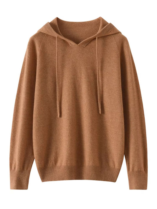 100% Cashmere knit hooded top | 14 Colors
