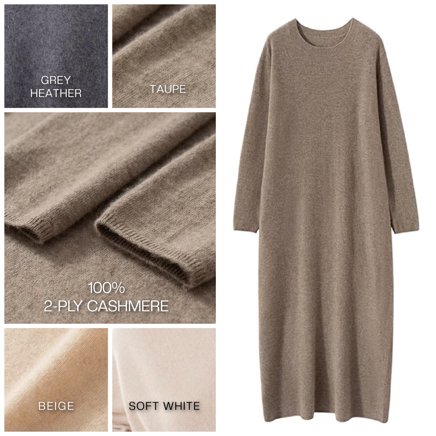 Long Cashmere Sweater Dress | 4 Colors | Cashmere knitwear by Econica