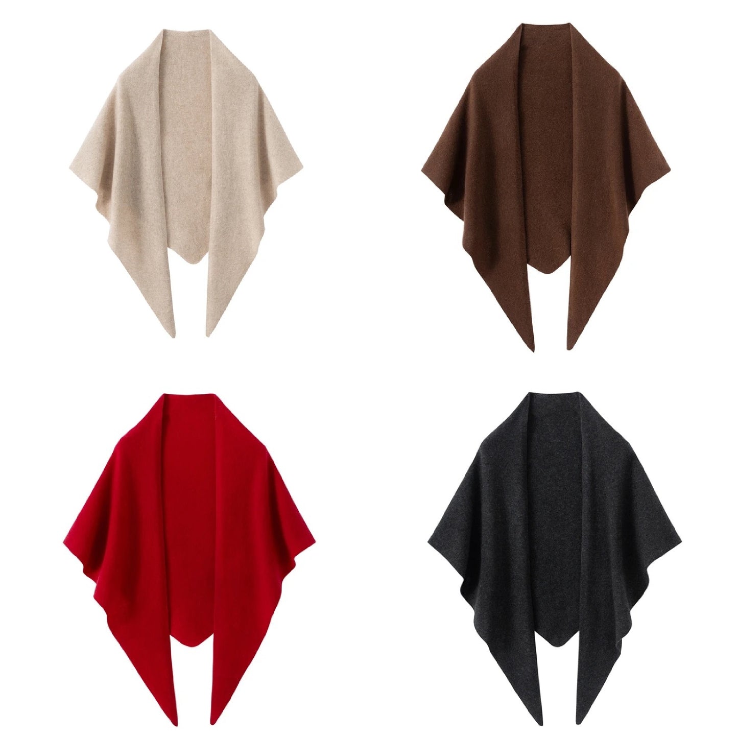 Triangle Cashmere Shawl | Long cashmere neck wrap | 4 Colors