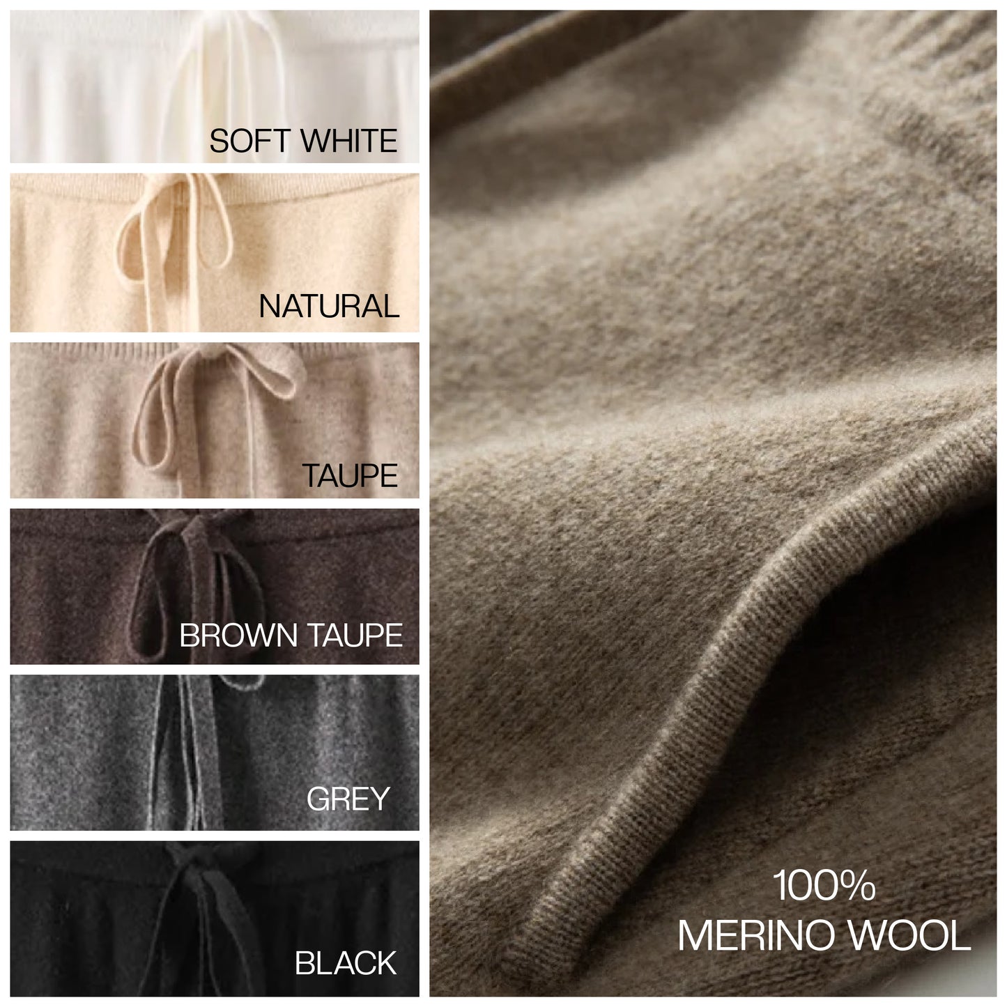 Drawstring Merino Wool Pants with Pockets | 6 Colors | Women’s knitwear