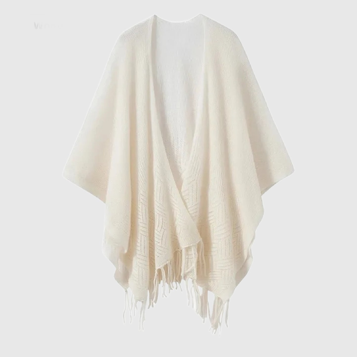 Cashmere poncho wrap | Fringed shawl | 5 Colors