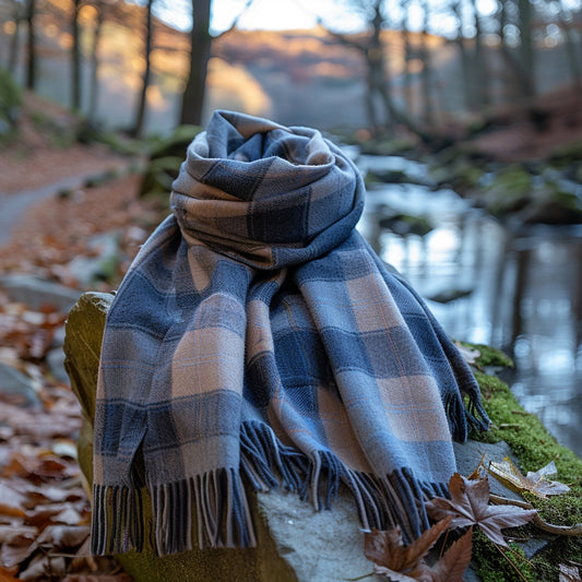 Pastel plaid cashmere scarf | Cashmere Accessories by Econica