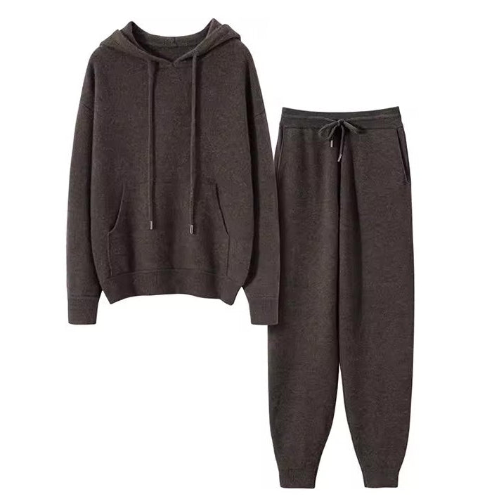 Cashmere knit hoodie and pants set | Women's Cashmere Loungewear
