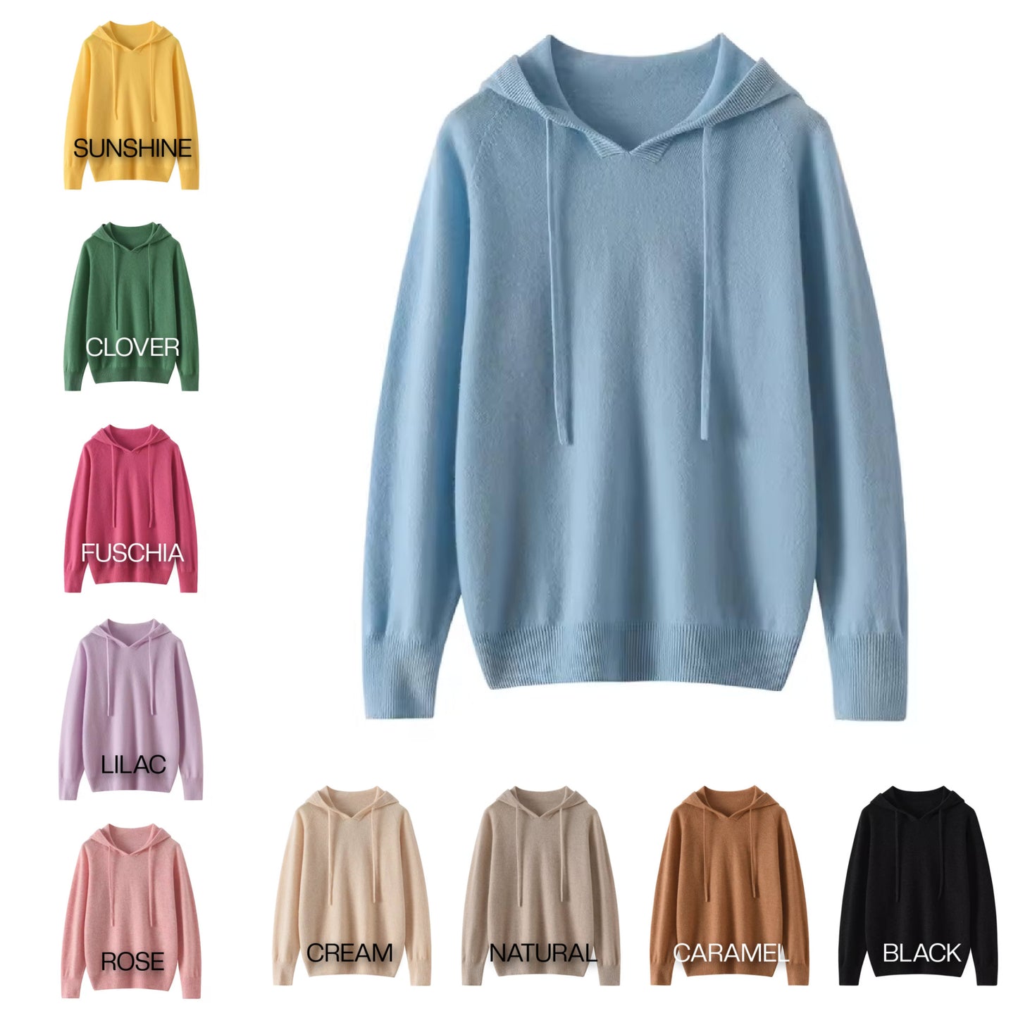 Light Cashmere summer hoodie | 15 Colors