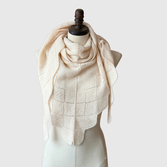 Natural Cashmere triangle shawl | Scalloped Edge Wrap | 5 Colors