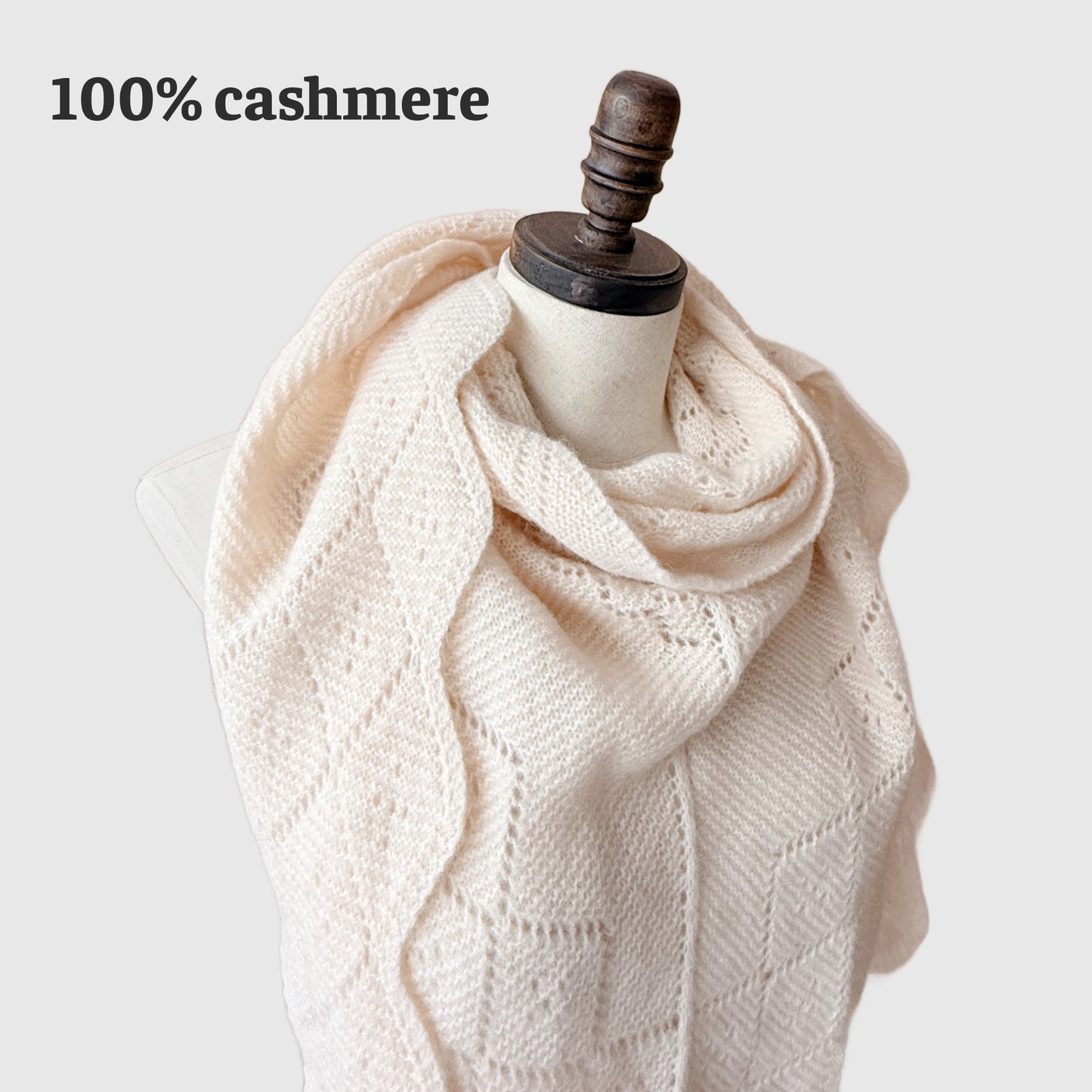 Hand knit Cashmere triangle shawl | Scalloped Edge Wrap | 5 Colors