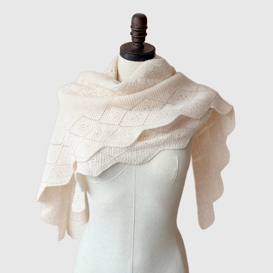 Natural Cashmere triangle shawl | Scalloped Edge Wrap | 5 Colors