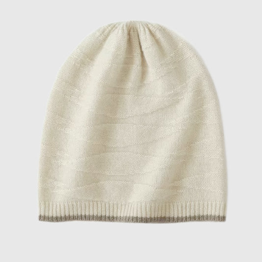 Thin Cashmere beanie | Textured Cashmere Hat Cream or Taupe