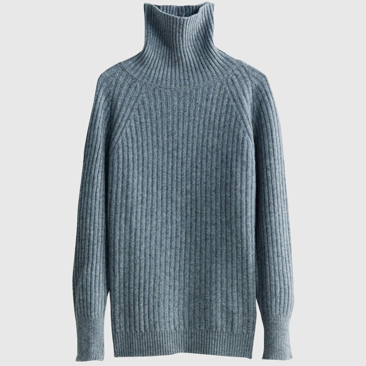 100% Pure Merino Wool Rib-Knit Turtleneck Sweater