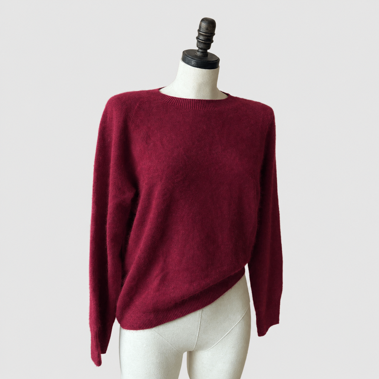 Burgundy Brushed cashmere pullover top | Small/Medium