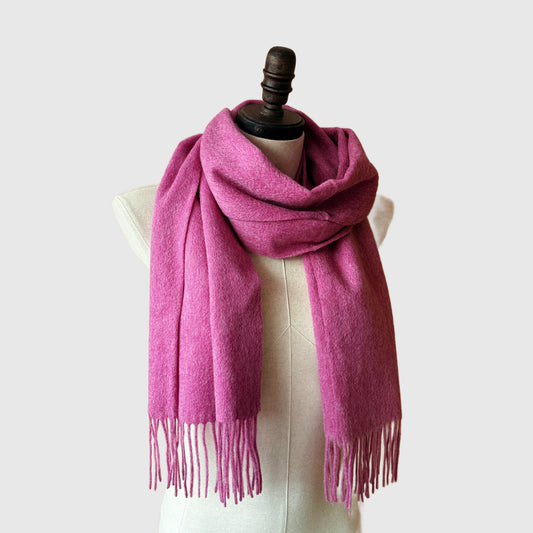 Pink and Red Merino Wool Scarf | Long scarf with tassels | 4 Colors