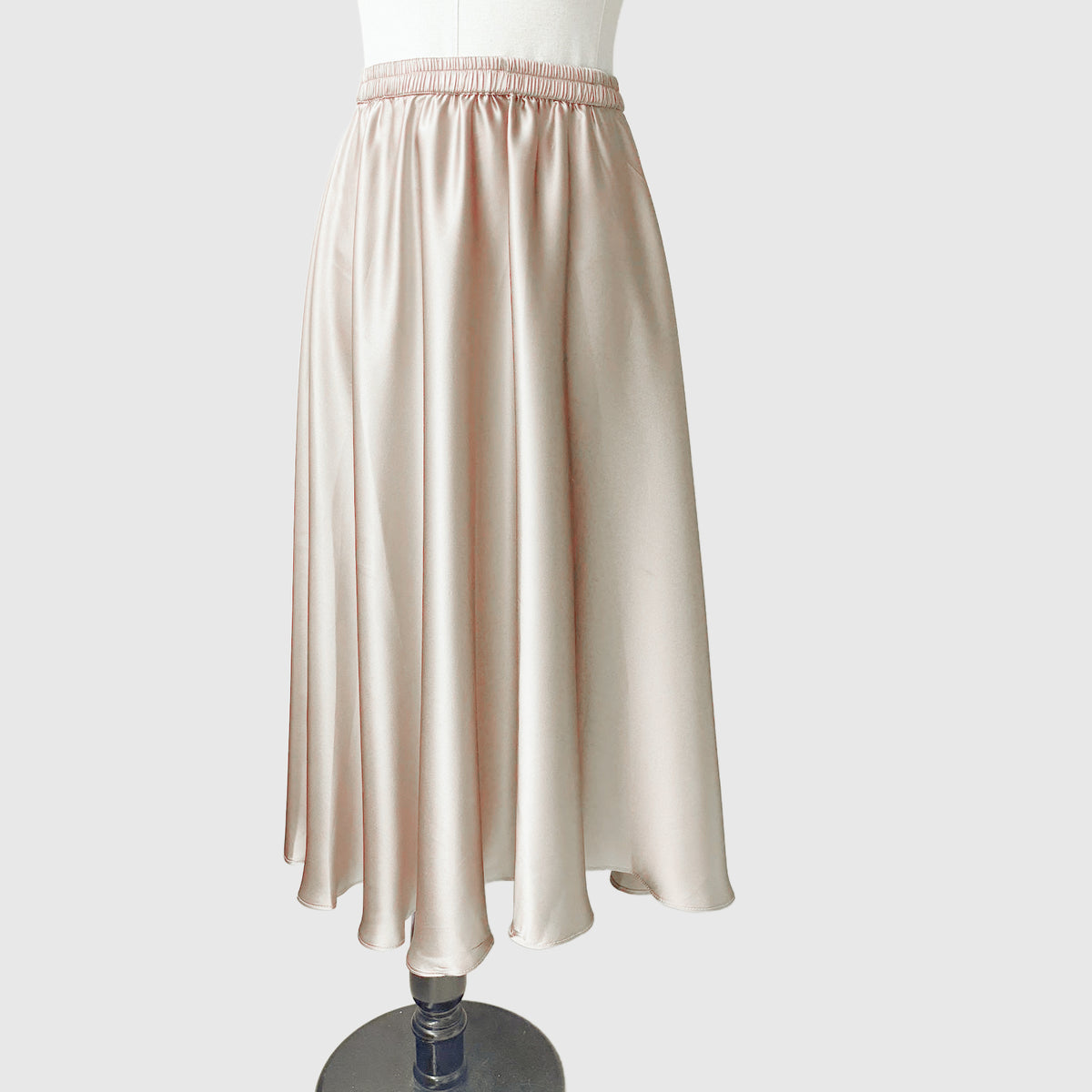 Flared Long silk skirt  | Cinched mulberry silk skirt