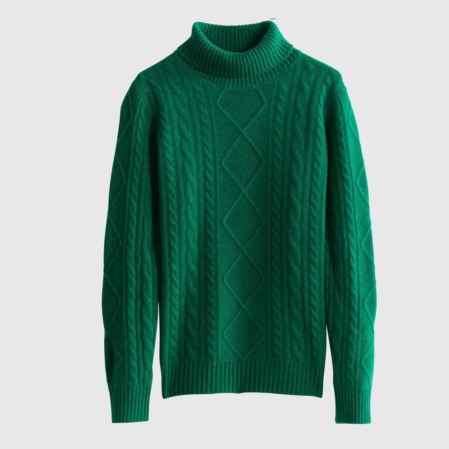 emerald merino wool cable knit sweater