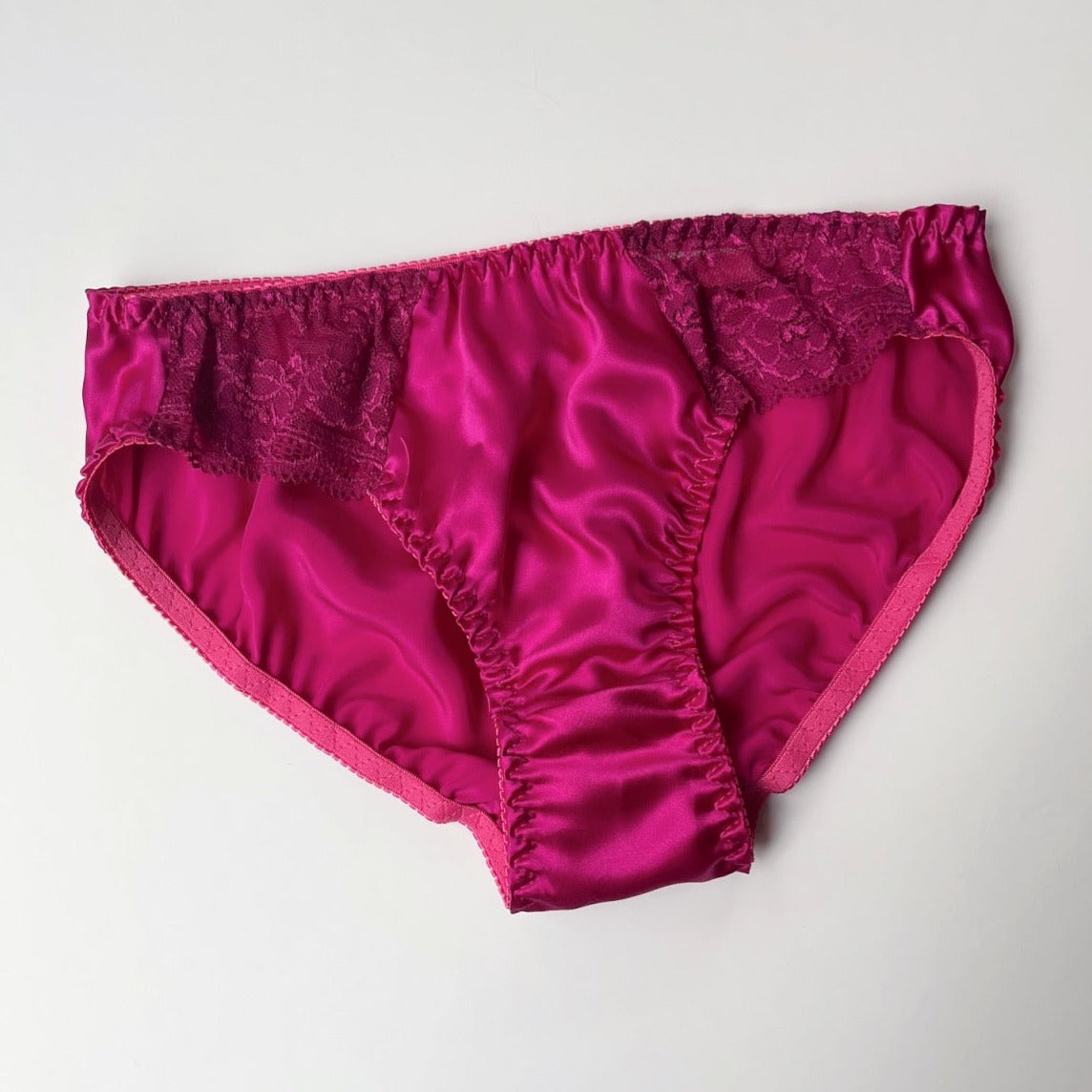 fuschia pure silk underwear for women, silk panties, made in Canada silk lingerie and apparel