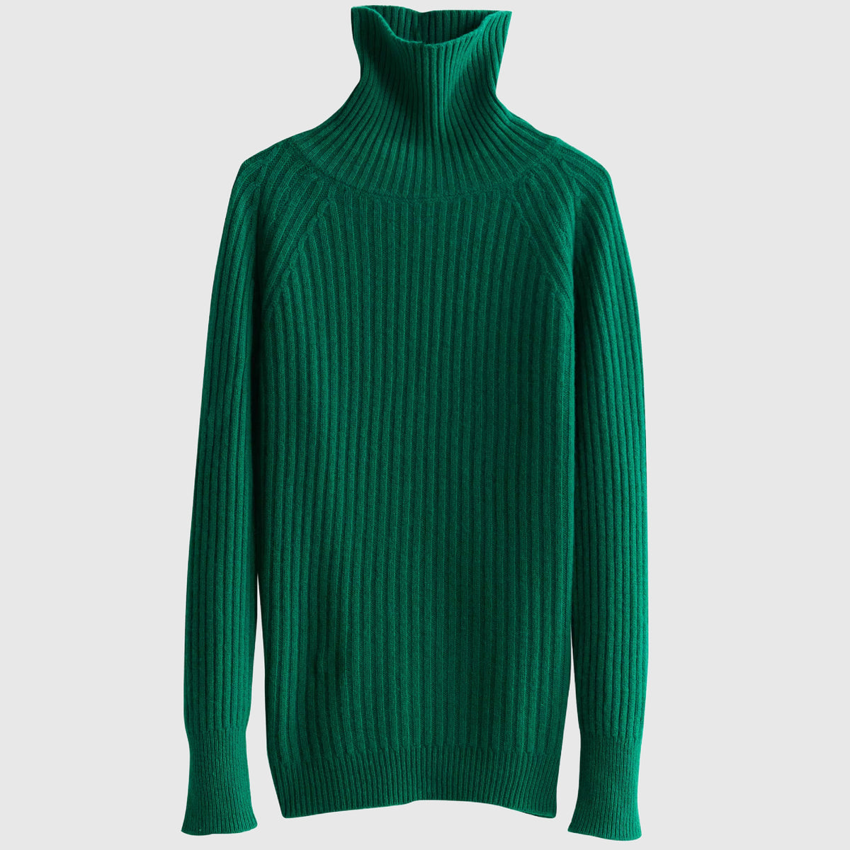 100% Pure Merino Wool Rib-Knit Turtleneck Sweater