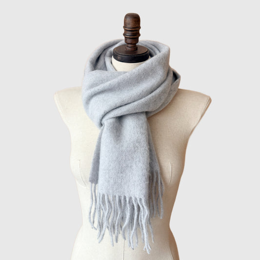 Monotone Merino Wool Scarf | Long scarf with tassels | 4 Colors