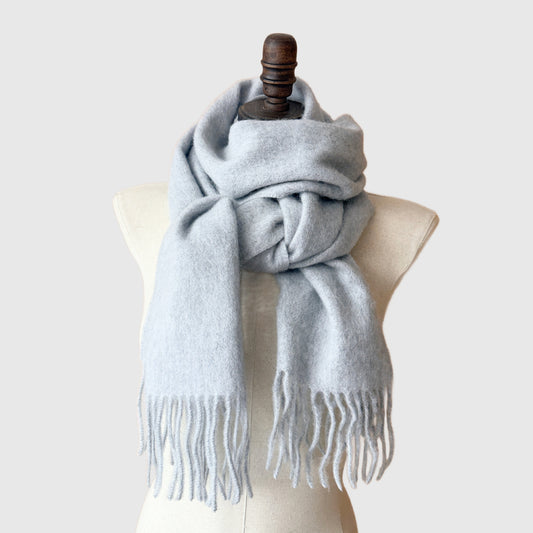 Monotone Merino Wool Scarf | Long scarf with tassels | 4 Colors