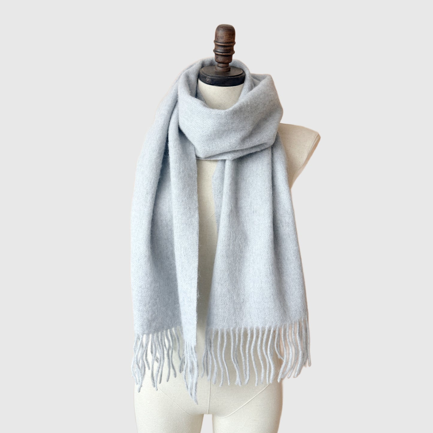 Monotone Merino Wool Scarf | Long scarf with tassels | 4 Colors