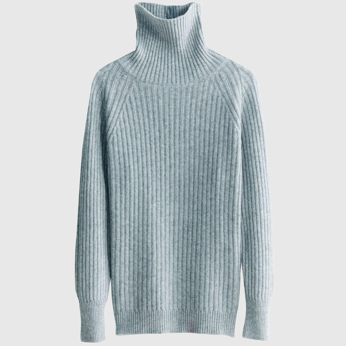 100% Pure Merino Wool Rib-Knit Turtleneck Sweater