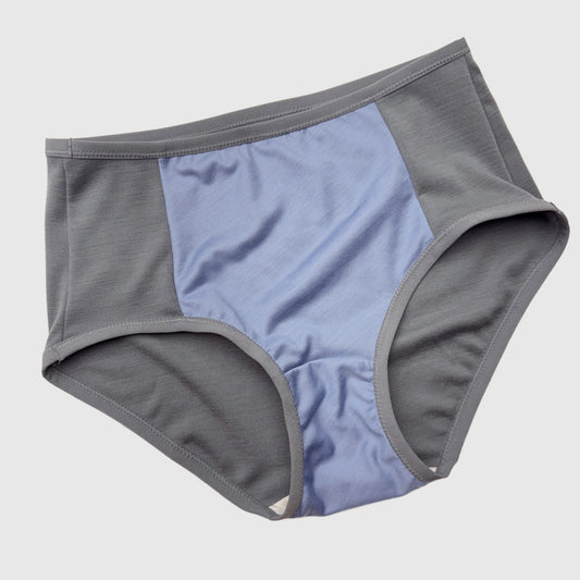 Grey Blue Merino Wool hipster underwear Large | Ready-To-Ship